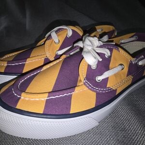 Sperry Top Slider Boat Shoes in Purple and Yellow